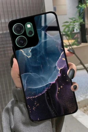 Oppo Reno 14F Uyumlu Karışık Mermer Tasarımlı Parlak Silikon Kılıf