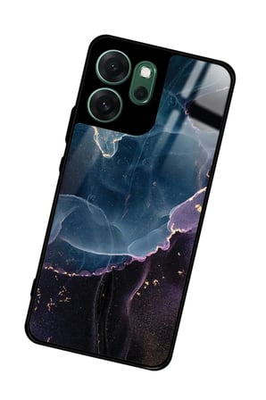 Oppo Reno 14F Uyumlu Karışık Mermer Tasarımlı Parlak Silikon Kılıf