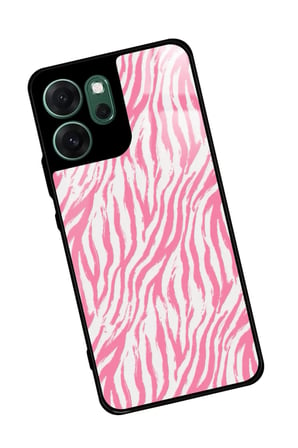 Oppo Reno 14F Uyumlu Pembe Zebra Tasarımlı Parlak Silikon Kılıf