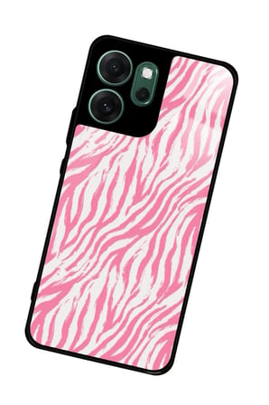 Oppo Reno 14F Uyumlu Pembe Zebra Tasarımlı Parlak Silikon Kılıf