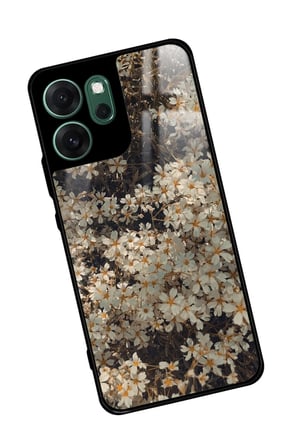Oppo Reno 14F Uyumlu Beyaz Çiçek Tasarımlı Parlak Silikon Kılıf