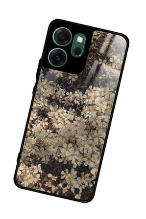 Oppo Reno 14F Uyumlu Beyaz Çiçek Tasarımlı Parlak Silikon Kılıf