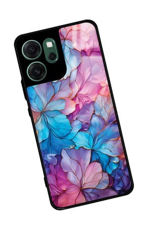 Oppo Reno 14F Uyumlu Pembe Çiçek Tasarımlı Parlak Silikon Kılıf