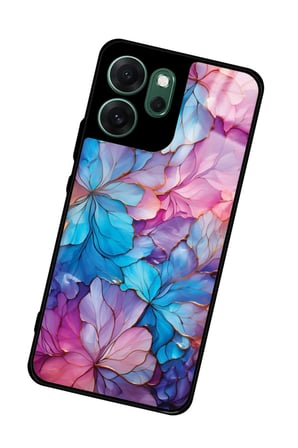 Oppo Reno 14F Uyumlu Pembe Çiçek Tasarımlı Parlak Silikon Kılıf