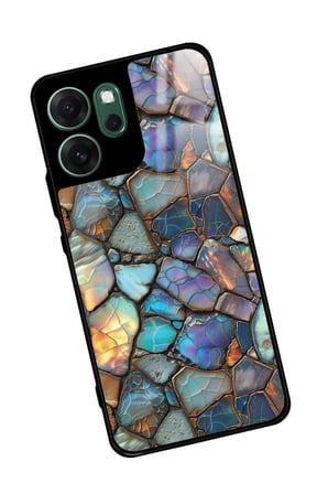 Oppo Reno 14F Uyumlu Renkli Taş Tasarımlı Parlak Silikon Kılıf