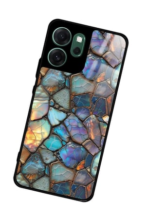 Oppo Reno 14F Uyumlu Renkli Taş Tasarımlı Parlak Silikon Kılıf