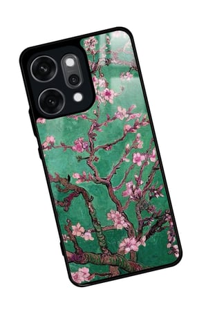 Oppo Reno 14 Pro Uyumlu Van Gogh Yeşil Ağaç Tablo Tasarımlı Parlak Silikon Kılıf