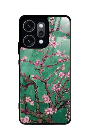 Oppo Reno 14 Pro Uyumlu Van Gogh Yeşil Ağaç Tablo Tasarımlı Parlak Silikon Kılıf