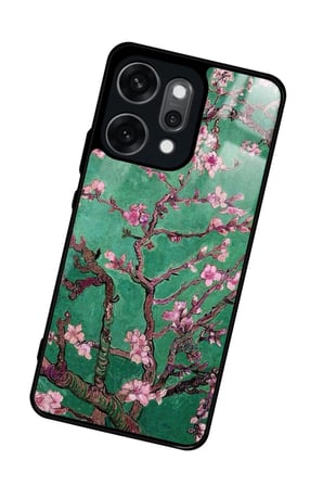 Oppo Reno 14 Pro Uyumlu Van Gogh Yeşil Ağaç Tablo Tasarımlı Parlak Silikon Kılıf