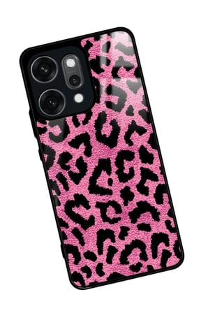 Oppo Reno 14 Pro Uyumlu Pembe Leopar Tasarımlı Parlak Silikon Kılıf