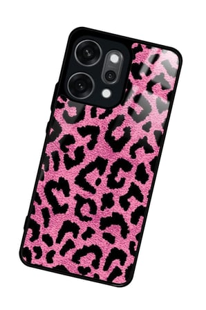 Oppo Reno 14 Pro Uyumlu Pembe Leopar Tasarımlı Parlak Silikon Kılıf