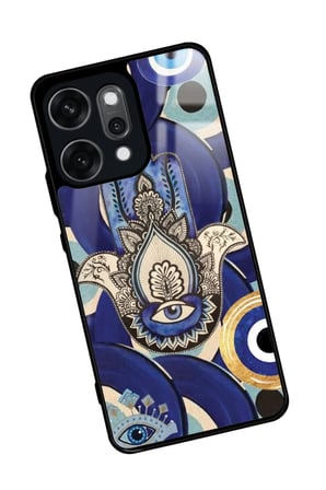 Oppo Reno 14 Pro Uyumlu Nazar Boncuğu Tasarımlı Parlak Silikon Kılıf