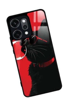 Oppo Reno 14 Pro Uyumlu Kedi Tasarımlı Parlak Silikon Kılıf