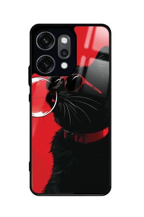 Oppo Reno 14 Pro Uyumlu Kedi Tasarımlı Parlak Silikon Kılıf