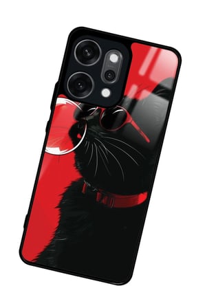 Oppo Reno 14 Pro Uyumlu Kedi Tasarımlı Parlak Silikon Kılıf