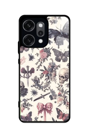 Oppo Reno 14 Pro Uyumlu Kurukafa Tasarımlı Parlak Silikon Kılıf