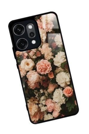 Oppo Reno 14 Pro Uyumlu Pembe Çiçek Tasarımlı Parlak Silikon Kılıf