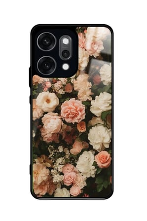 Oppo Reno 14 Pro Uyumlu Pembe Çiçek Tasarımlı Parlak Silikon Kılıf