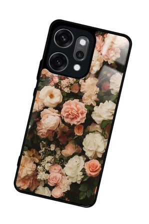 Oppo Reno 14 Pro Uyumlu Pembe Çiçek Tasarımlı Parlak Silikon Kılıf