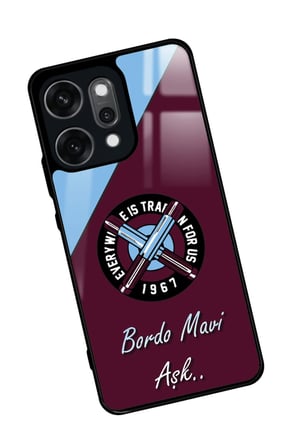 Oppo Reno 14 Pro Uyumlu Bordo Mavi Aşk Yazılı Parlak Silikon Kılıf