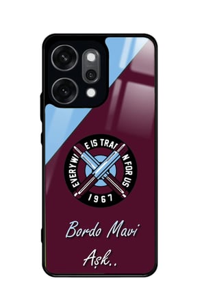 Oppo Reno 14 Pro Uyumlu Bordo Mavi Aşk Yazılı Parlak Silikon Kılıf