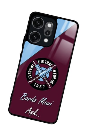 Oppo Reno 14 Pro Uyumlu Bordo Mavi Aşk Yazılı Parlak Silikon Kılıf