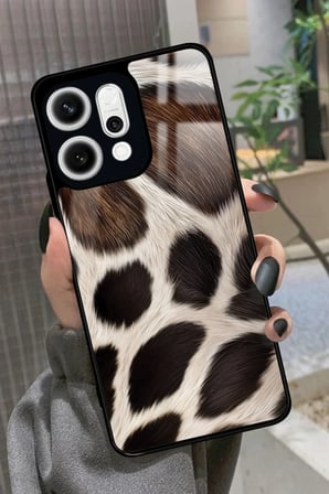 Oppo Reno 14 Uyumlu Kahverengi Leopar Tasarımlı Parlak Silikon Kılıf
