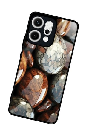 Oppo Reno 14 Uyumlu Kahverengi Taş Tasarımlı Parlak Silikon Kılıf