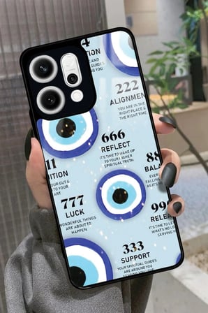 Oppo Reno 14 Uyumlu Motivasyonlu Nazar Boncuğu Tasarımlı Parlak Silikon Kılıf