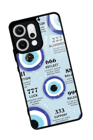 Oppo Reno 14 Uyumlu Motivasyonlu Nazar Boncuğu Tasarımlı Parlak Silikon Kılıf