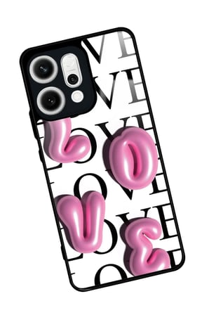 Oppo Reno 14 Uyumlu Love Yazılı Parlak Silikon Kılıf