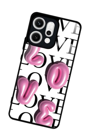 Oppo Reno 14 Uyumlu Love Yazılı Parlak Silikon Kılıf