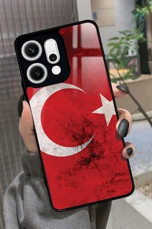 Oppo Reno 14 Uyumlu Türk Bayrağı Tasarımlı Parlak Silikon Kılıf