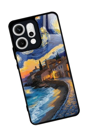 Oppo Reno 14 Uyumlu Van Gogh Tasarımlı Parlak Silikon Kılıf