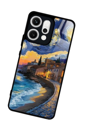Oppo Reno 14 Uyumlu Van Gogh Tasarımlı Parlak Silikon Kılıf