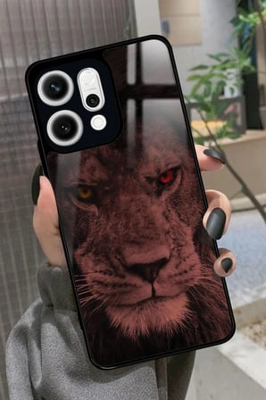 Oppo Reno 14 Uyumlu Aslan Tasarımlı Parlak Silikon Kılıf