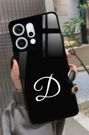 Oppo Reno 14 Uyumlu D Harfi Yazılı Parlak Silikon Kılıf