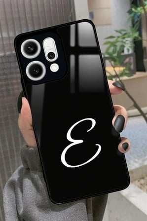 Oppo Reno 14 Uyumlu E Harfi Yazılı Parlak Silikon Kılıf