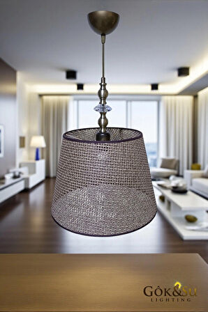 Rattan Eda Model Cam Taşlı Konik Avize