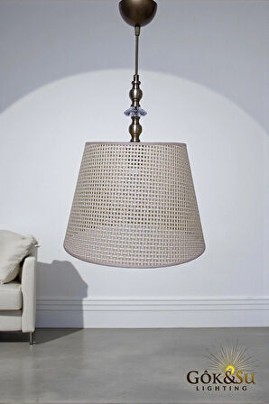 Rattan Eda Model Cam Taşlı Konik Avize