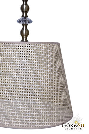 Rattan Eda Model Cam Taşlı Konik Avize