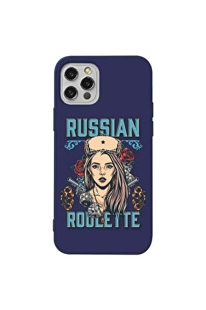 Iphone 13 Pro Max Lacivert Renkli Silikon Telefon Kilifi - Russian Girl