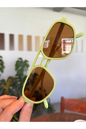 Retro Fıstık Yeşili MatÇift Köprülü Unisex Retro Güneş Gözlüğü