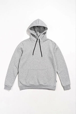 Kadın Uzun Kol Kapşonlu Basic Sweatshirt hoodie - Gri