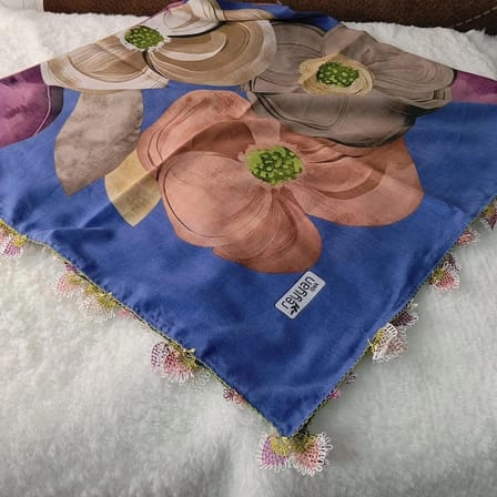 El Emeği İ̇Ğne Oyası Yazma , Fular ,Yemeni, Mevlit Örtüsü , Baş Örtüsü 4 Kenarı Oyalı  Pamuk 100*100Cm
