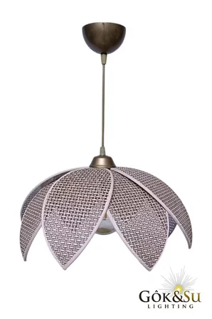 Rattan Desenli Lotus Tasarım Sarkıt Avize