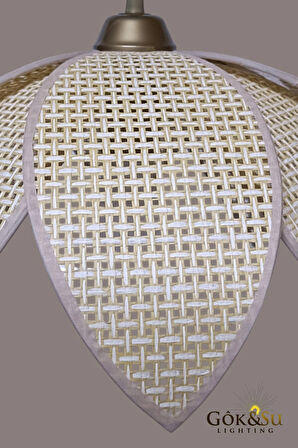 Rattan Desenli Lotus Tasarım Sarkıt Avize