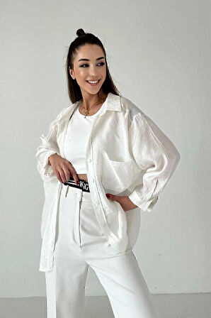 Yeni Sezon Kadın Düşük Omuz Oversize Gömlek