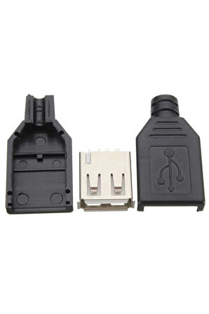 4 Pin Dişi Usb Soket - Plastik Kapaklı Usb Bağlantı