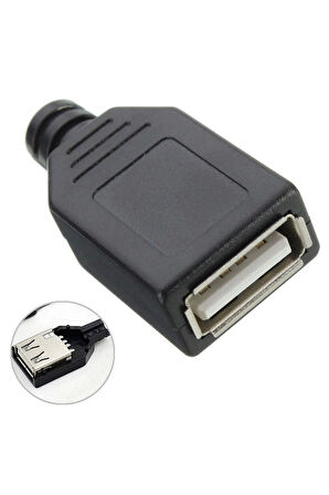 4 Pin Dişi Usb Soket - Plastik Kapaklı Usb Bağlantı